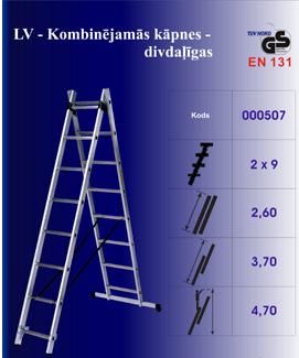 Kombinējamās kāpnes 2x9 pakāpieni